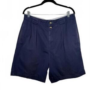 Men's Vintage Pleated Tommy Hilfiger Navy Blue Shorts